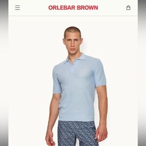 Men’s Orlebar Brown MARANON light blue polo - L